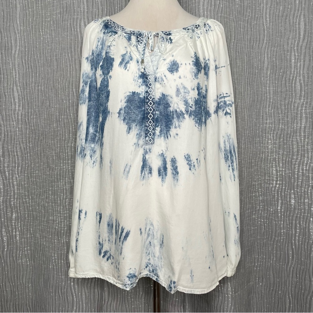Vintage America tie dye long sleeve peasant blouse